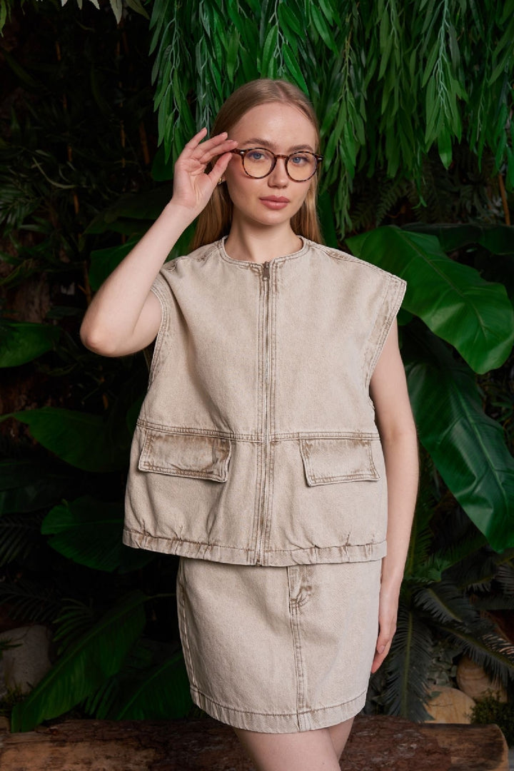 XLJ Oversize Denim Vest with Zipper - La Seyne-sur-Mer