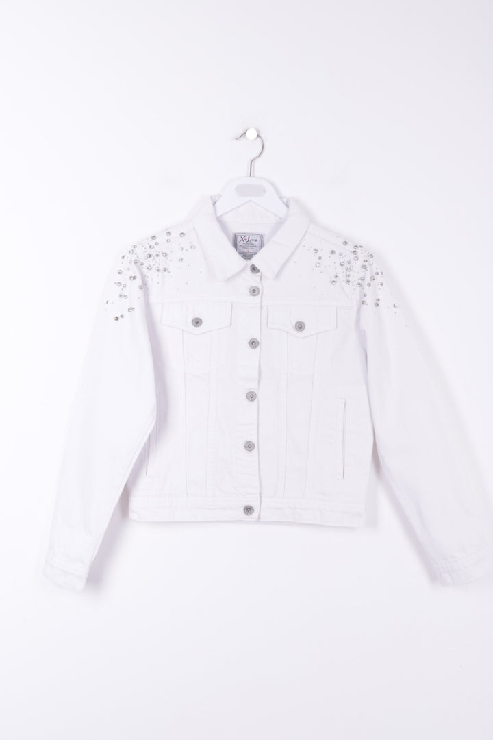 XLJ Classic Short Denim Jacket with Decorative Pieces on Shoulders - Union City