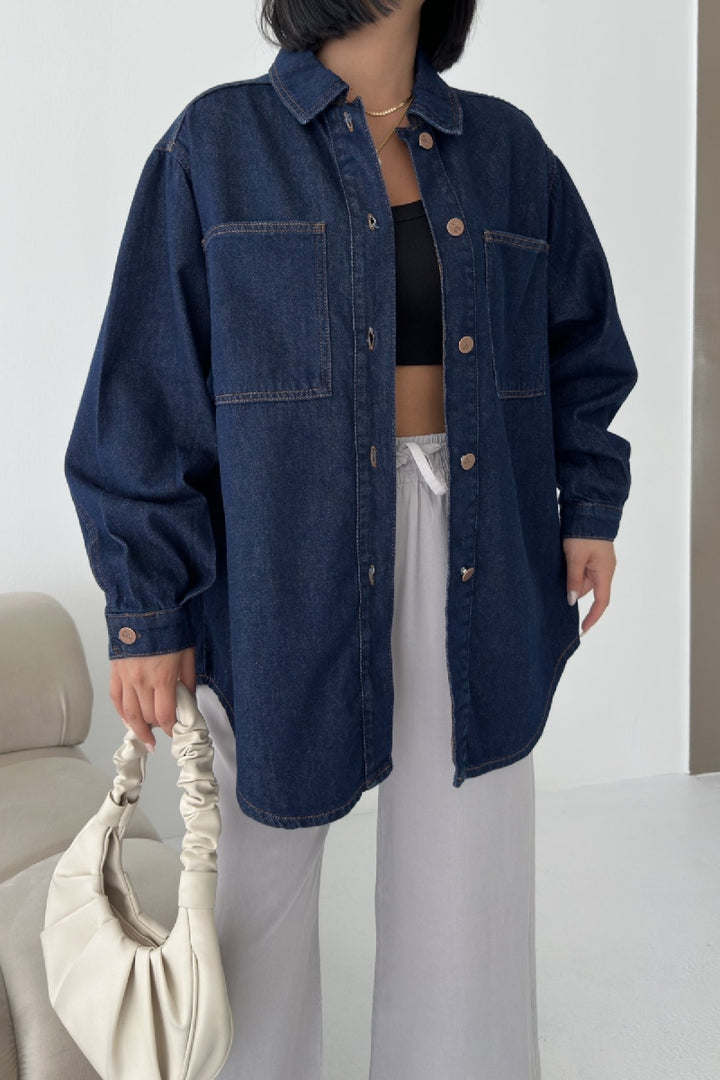 XLJ Oversize Denim Jacket with Buttons - Park Ridge