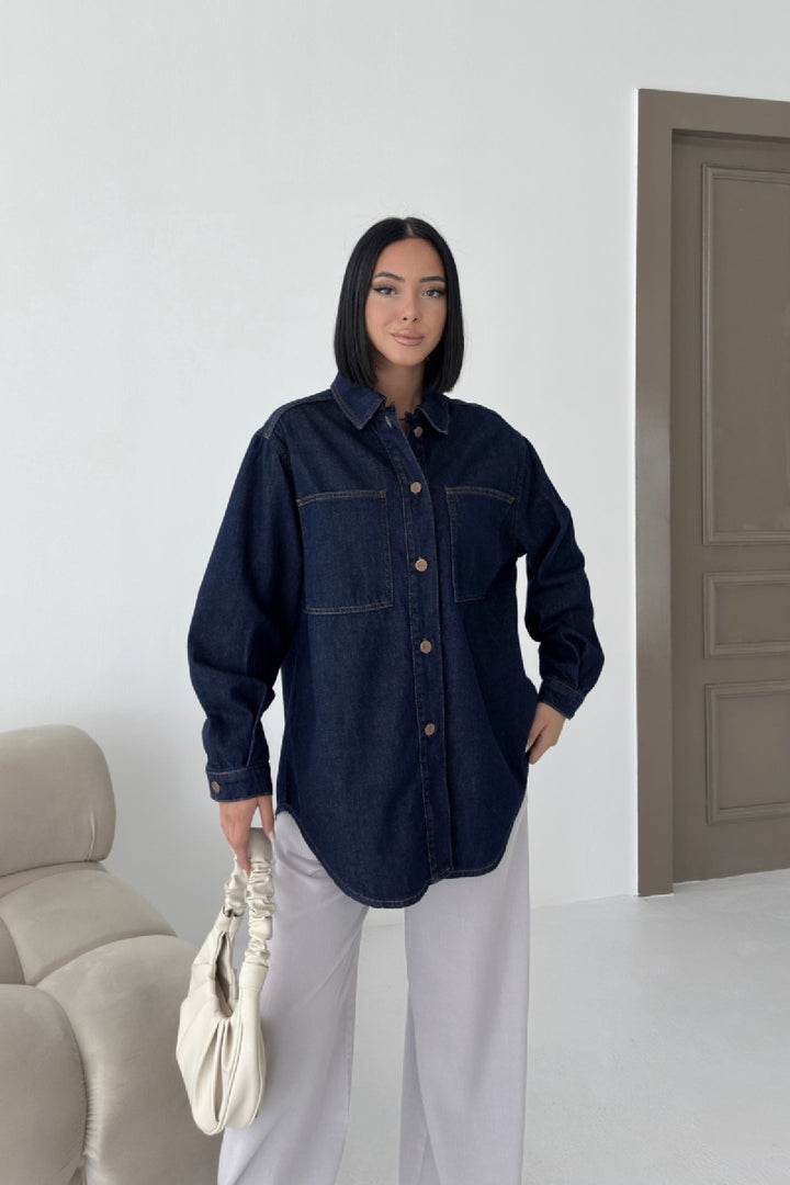 XLJ Oversize Denim Jacket with Buttons - Park Ridge