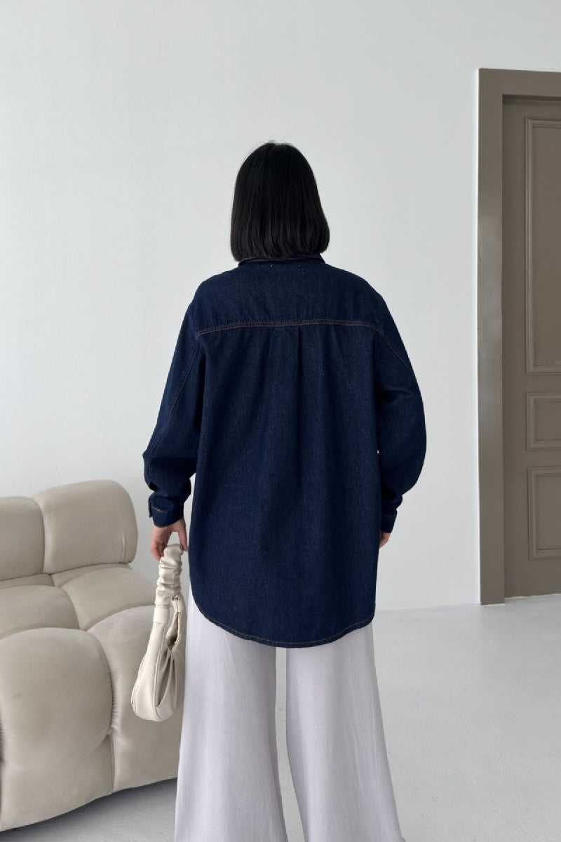 XLJ Oversize Denim Jacket with Buttons - Park Ridge