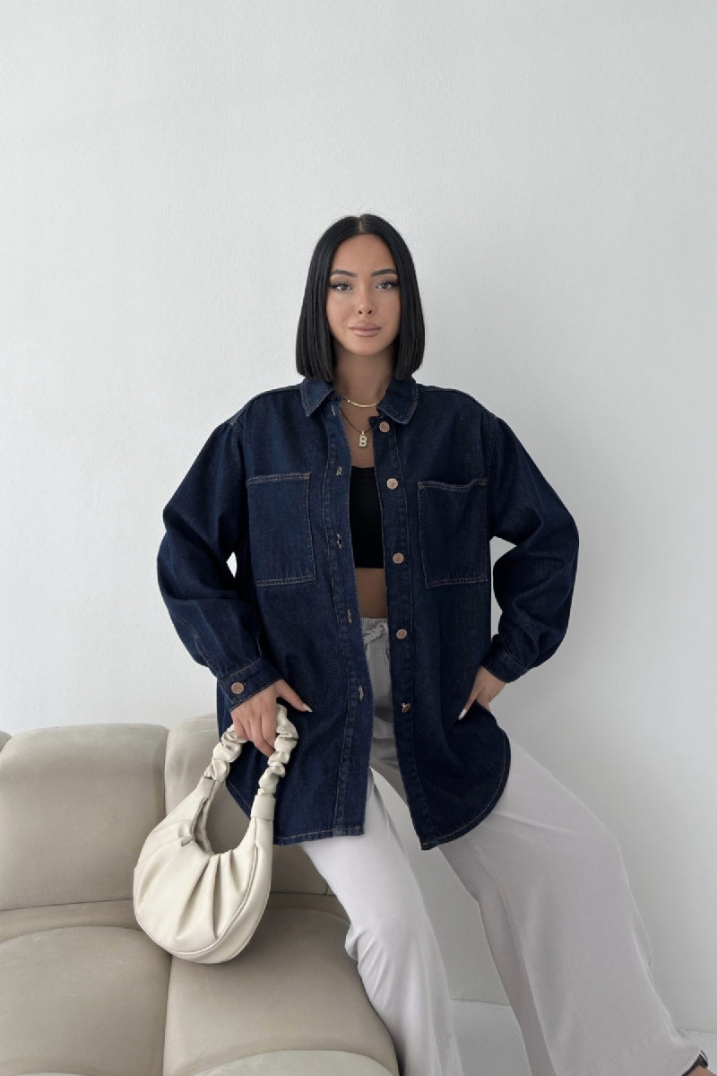 XLJ Oversize Denim Jacket with Buttons - Park Ridge