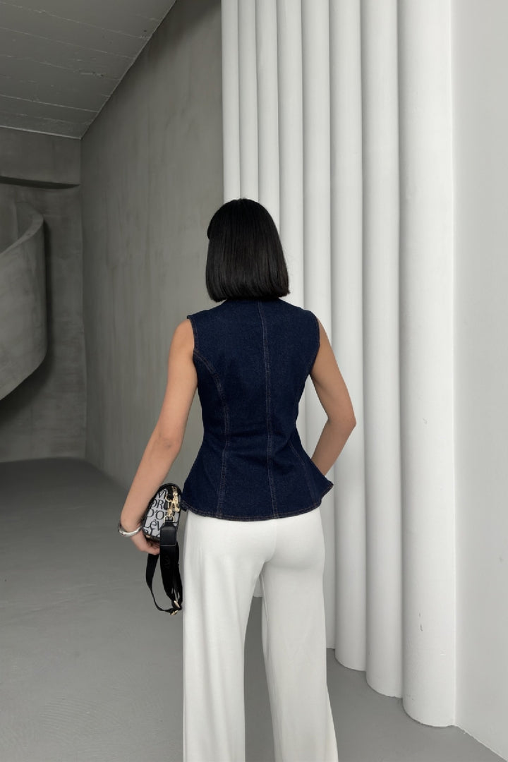 XLJ Denim Vest with Slit Front - Gotha