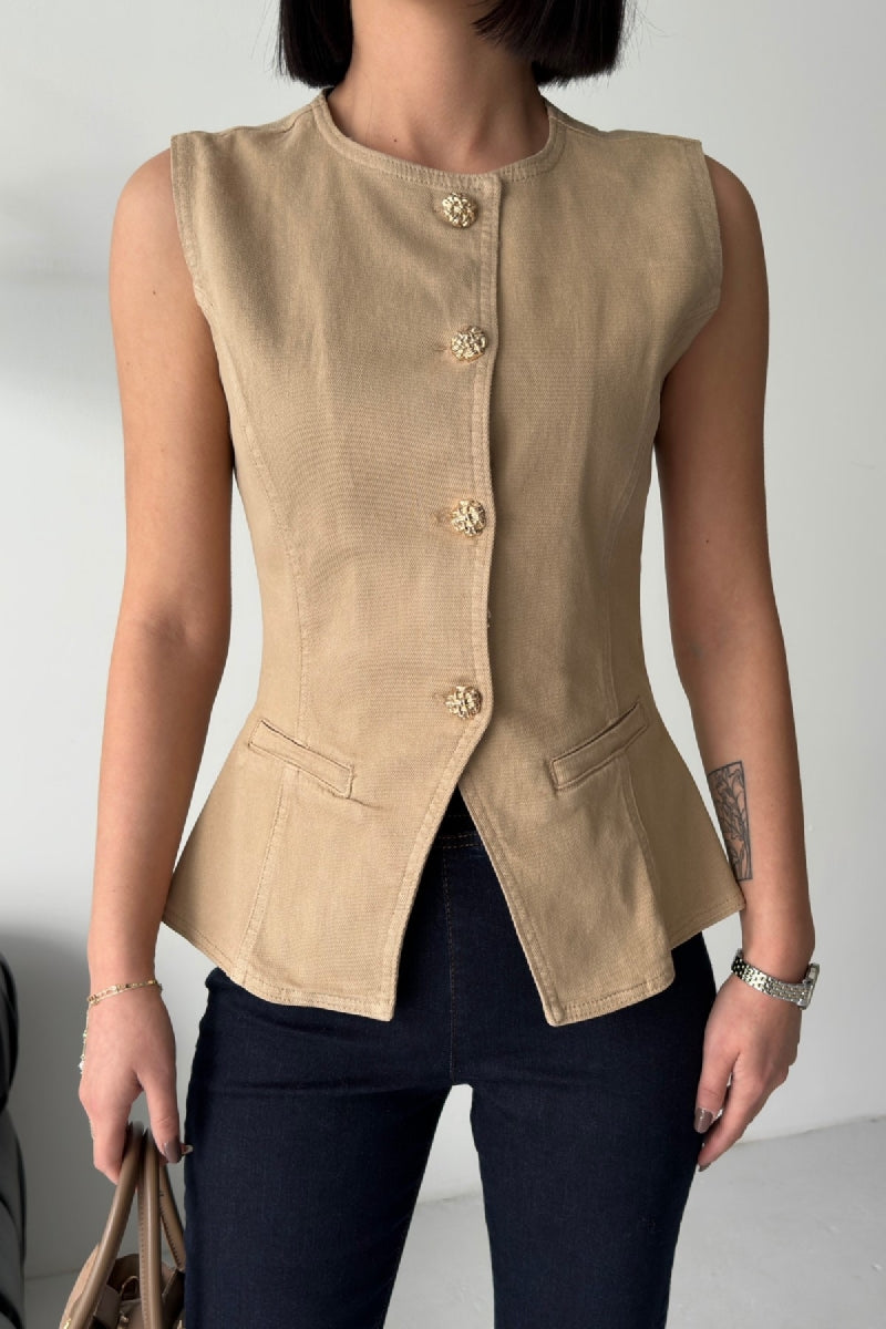 XLJ Denim Vest with Slit Front - Târgovişte