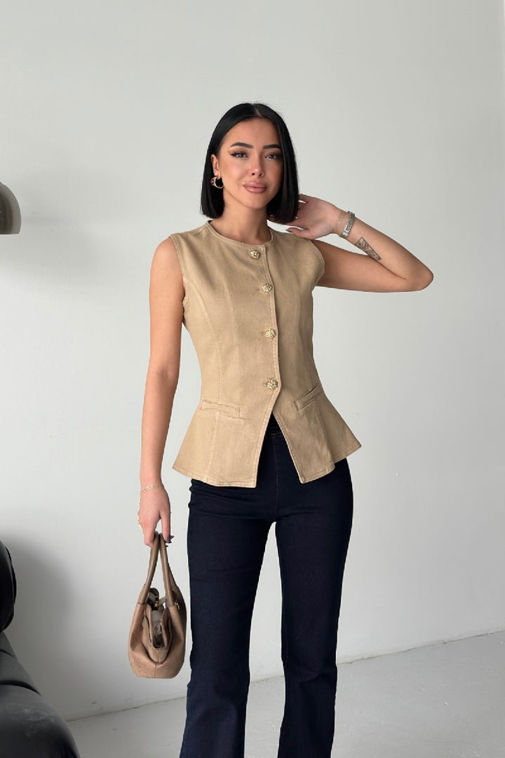 XLJ Denim Vest with Slit Front - Târgovişte