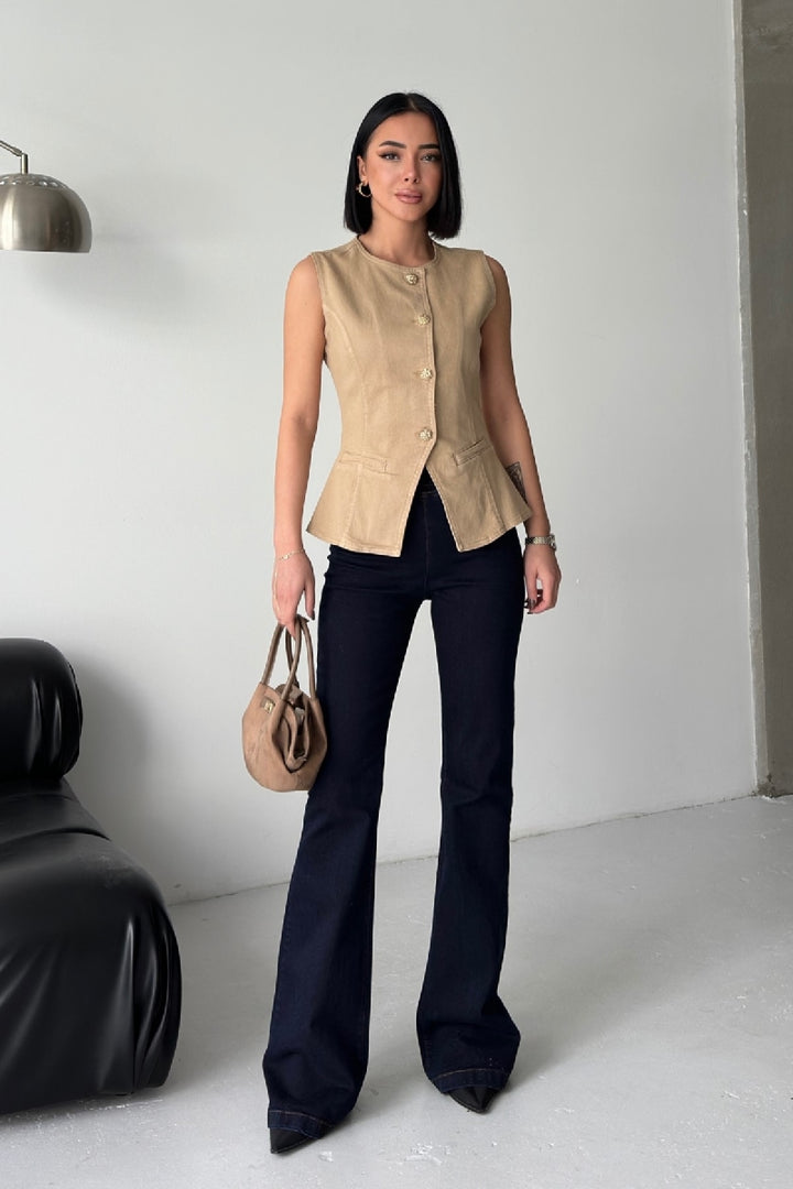 XLJ Denim Vest with Slit Front - Târgovişte