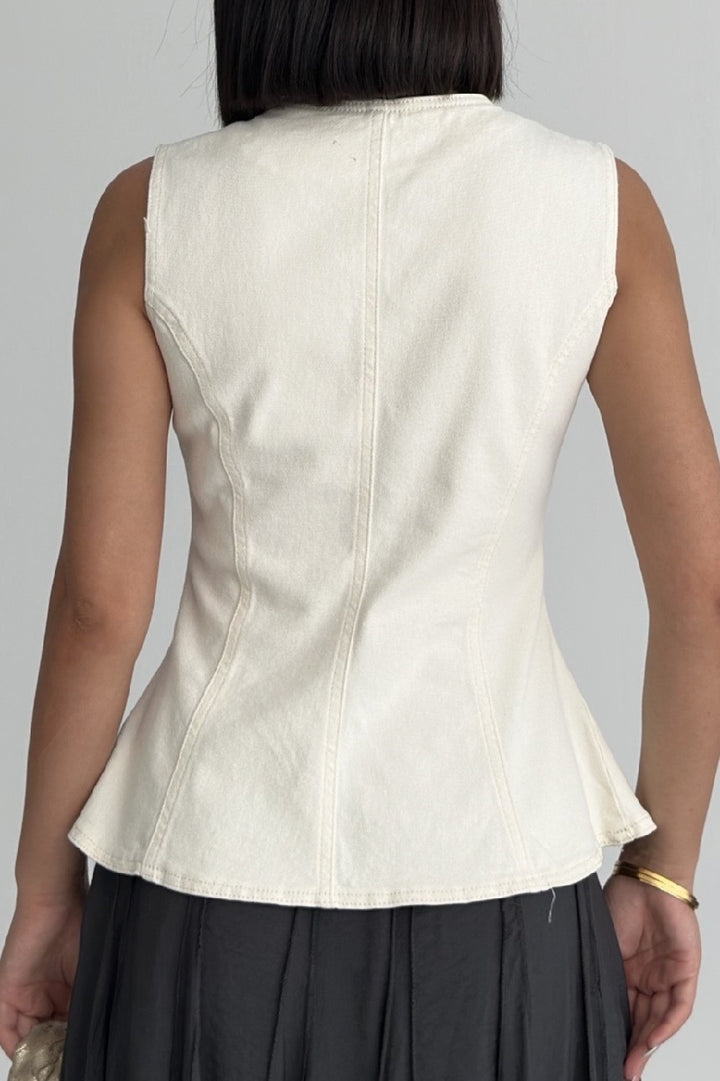 XLJ  Denim Vest with Slit Front - Cumberland