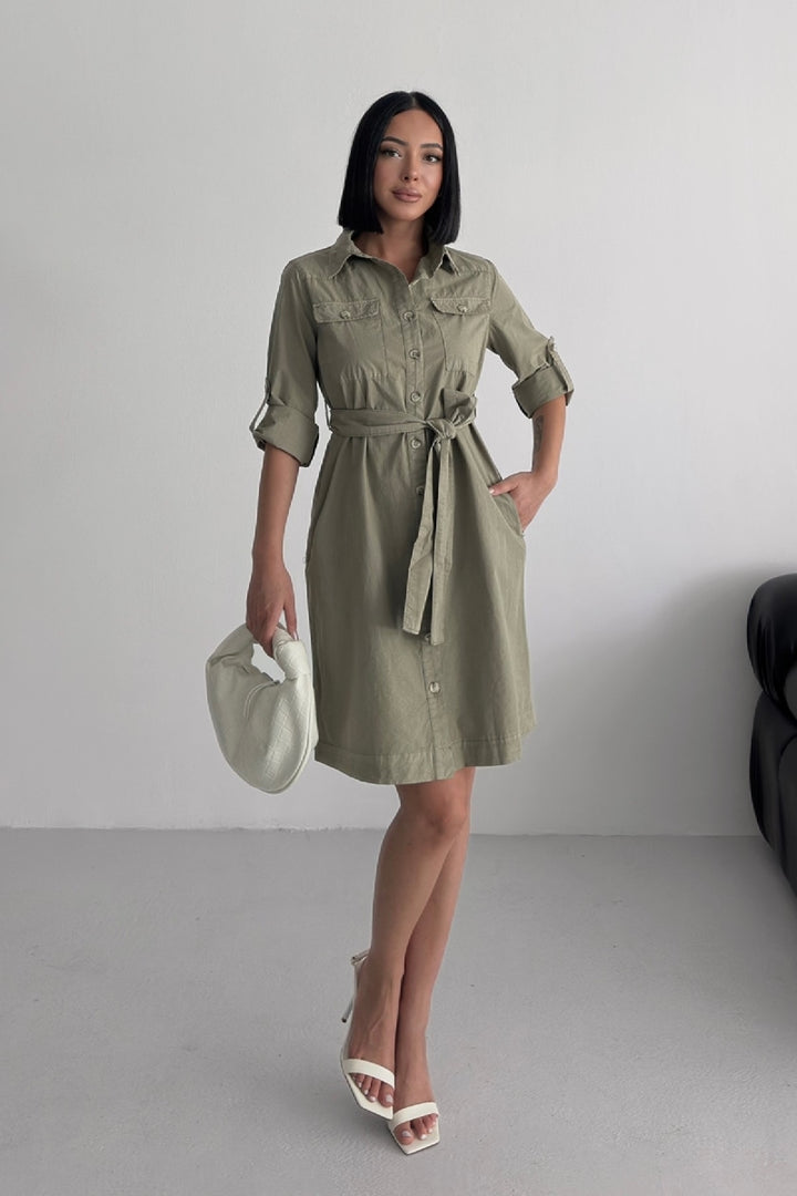 XLJ Long Shirt Dress with Buttons 6012 Mixed - Wausau
