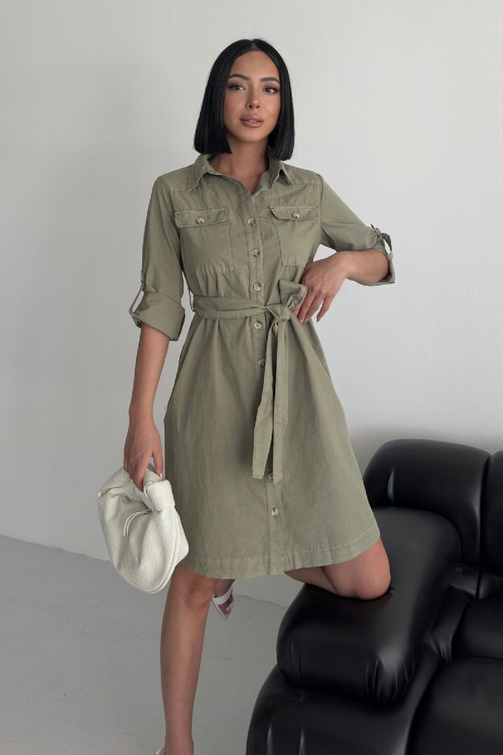 XLJ Long Shirt Dress with Buttons 6012 Mixed - Wausau