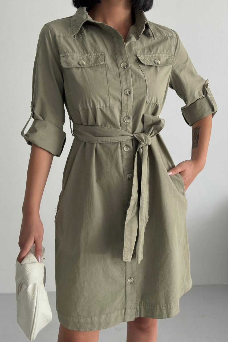 XLJ Long Shirt Dress with Buttons 6012 Mixed - Wausau