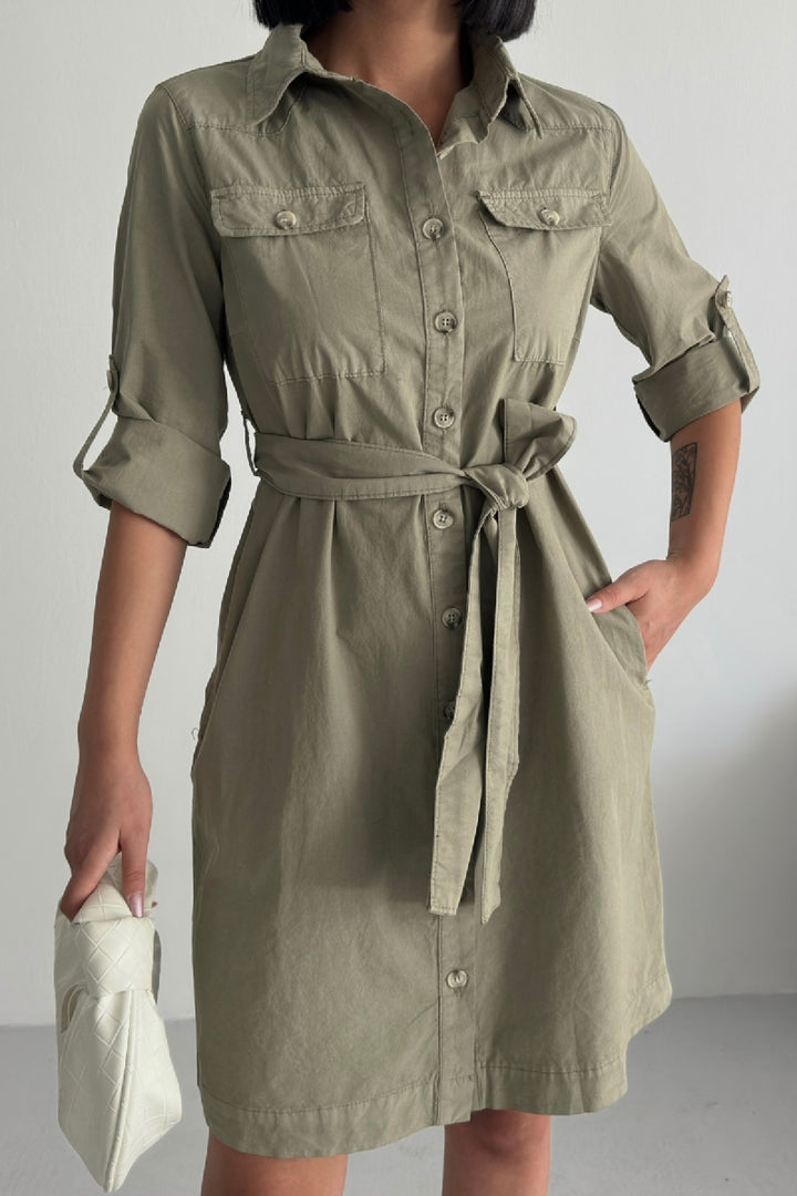 XLJ Long Shirt Dress with Buttons 6012 Mixed - Wausau