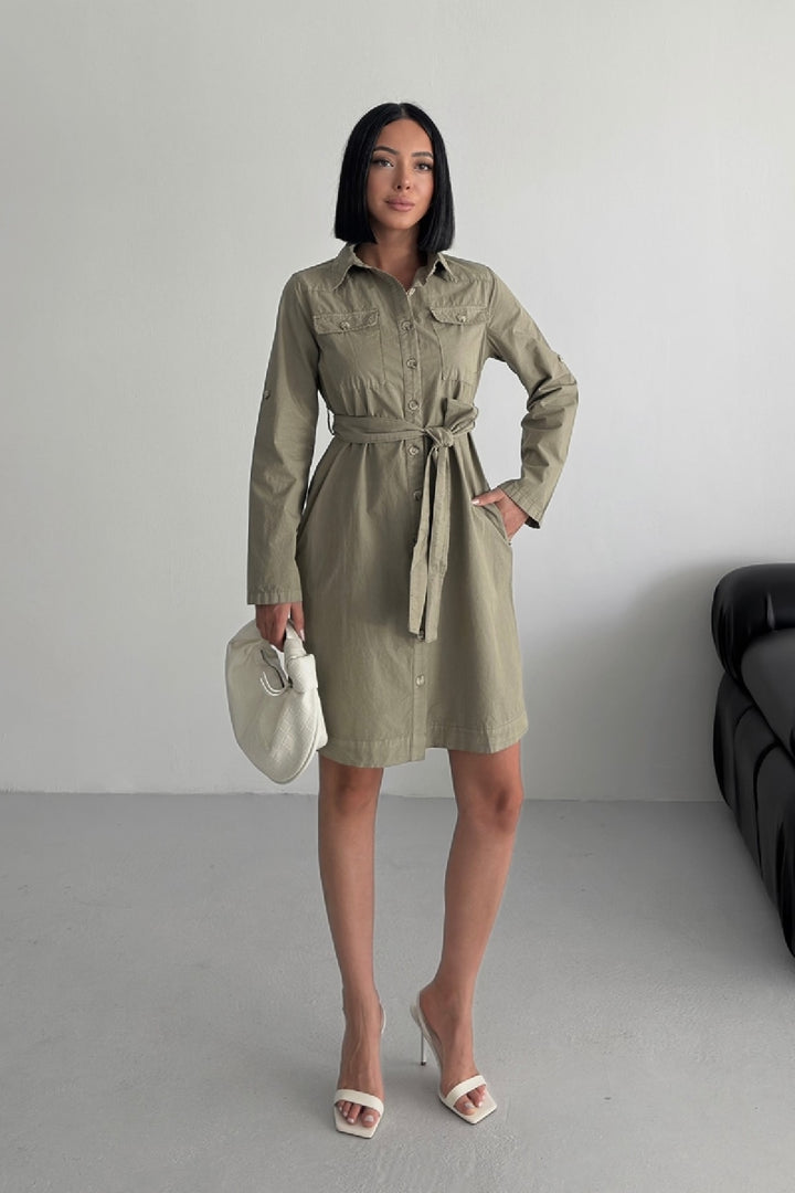 XLJ Long Shirt Dress with Buttons 6012 Mixed - Wausau