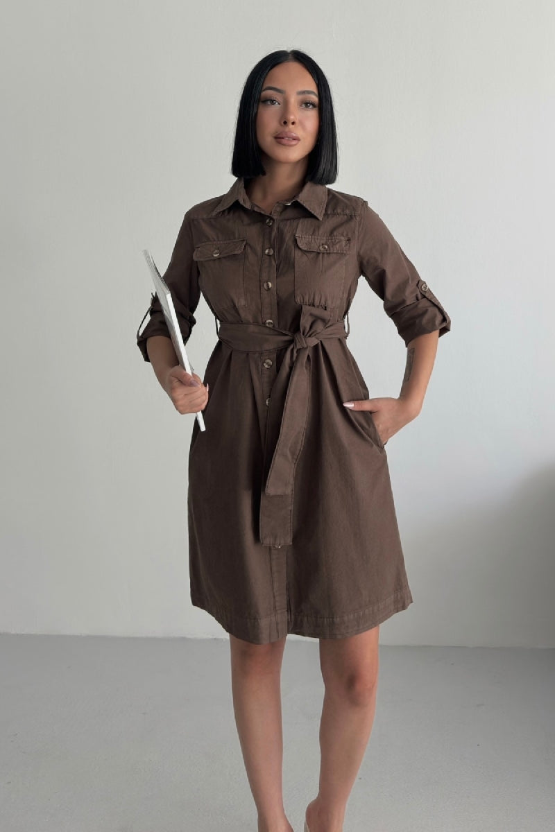 XLJ Long Shirt Dress with Buttons 6012 Mixed - Bowling Green