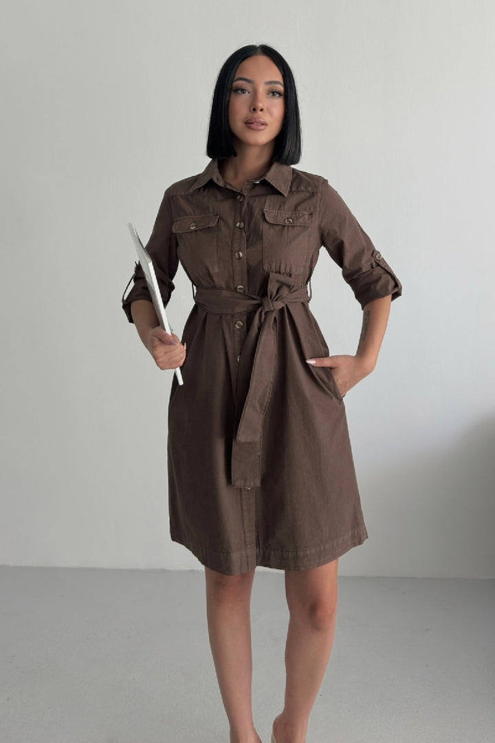 XLJ Long Shirt Dress with Buttons 6012 Mixed - Bowling Green