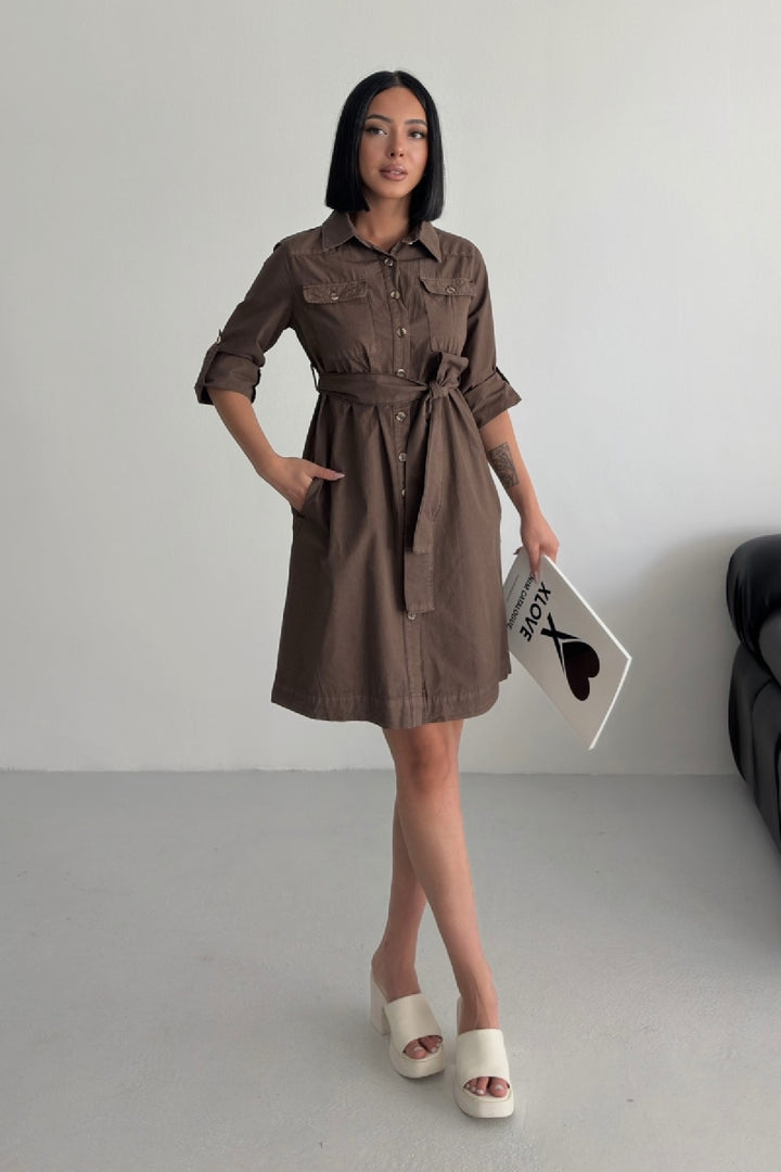 XLJ Long Shirt Dress with Buttons 6012 Mixed - Bowling Green