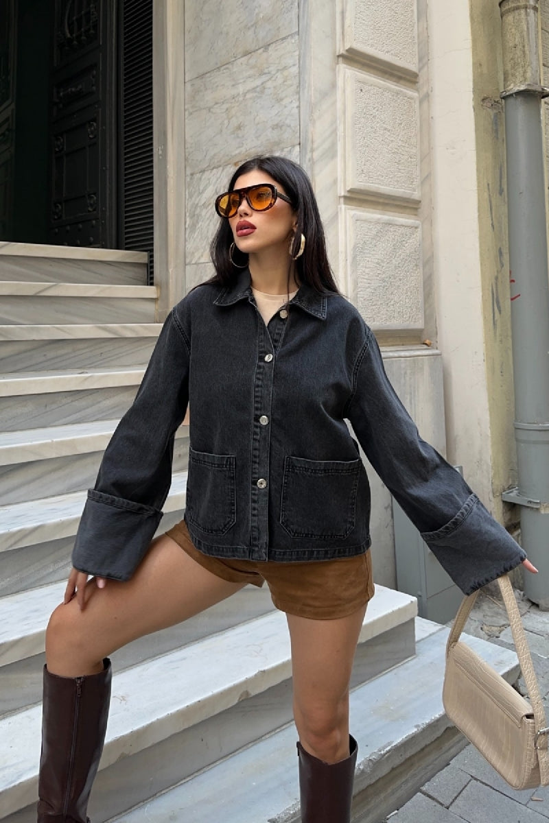 XLJ Denim Jacket with Folded Sleeves - Coachella