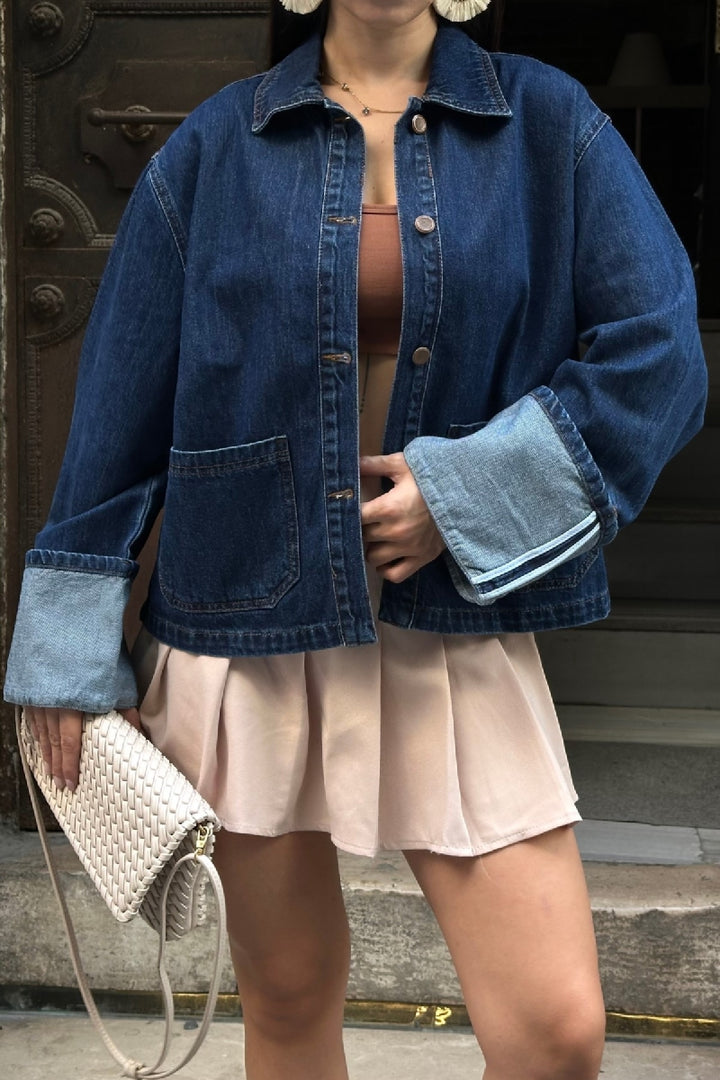 XLJ Denim Jacket with Folded Sleeves - Fair Lawn