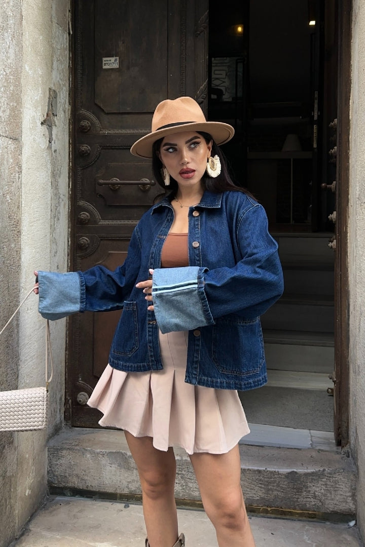 XLJ Denim Jacket with Folded Sleeves - Fair Lawn