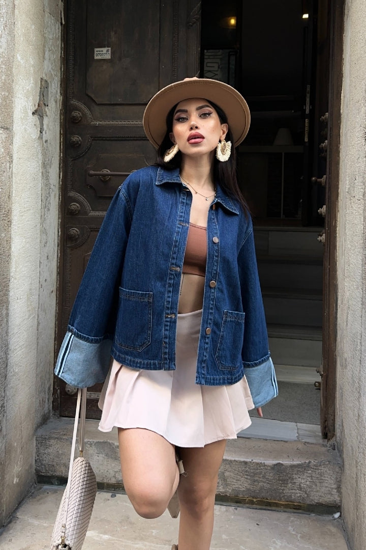 XLJ Denim Jacket with Folded Sleeves - Fair Lawn