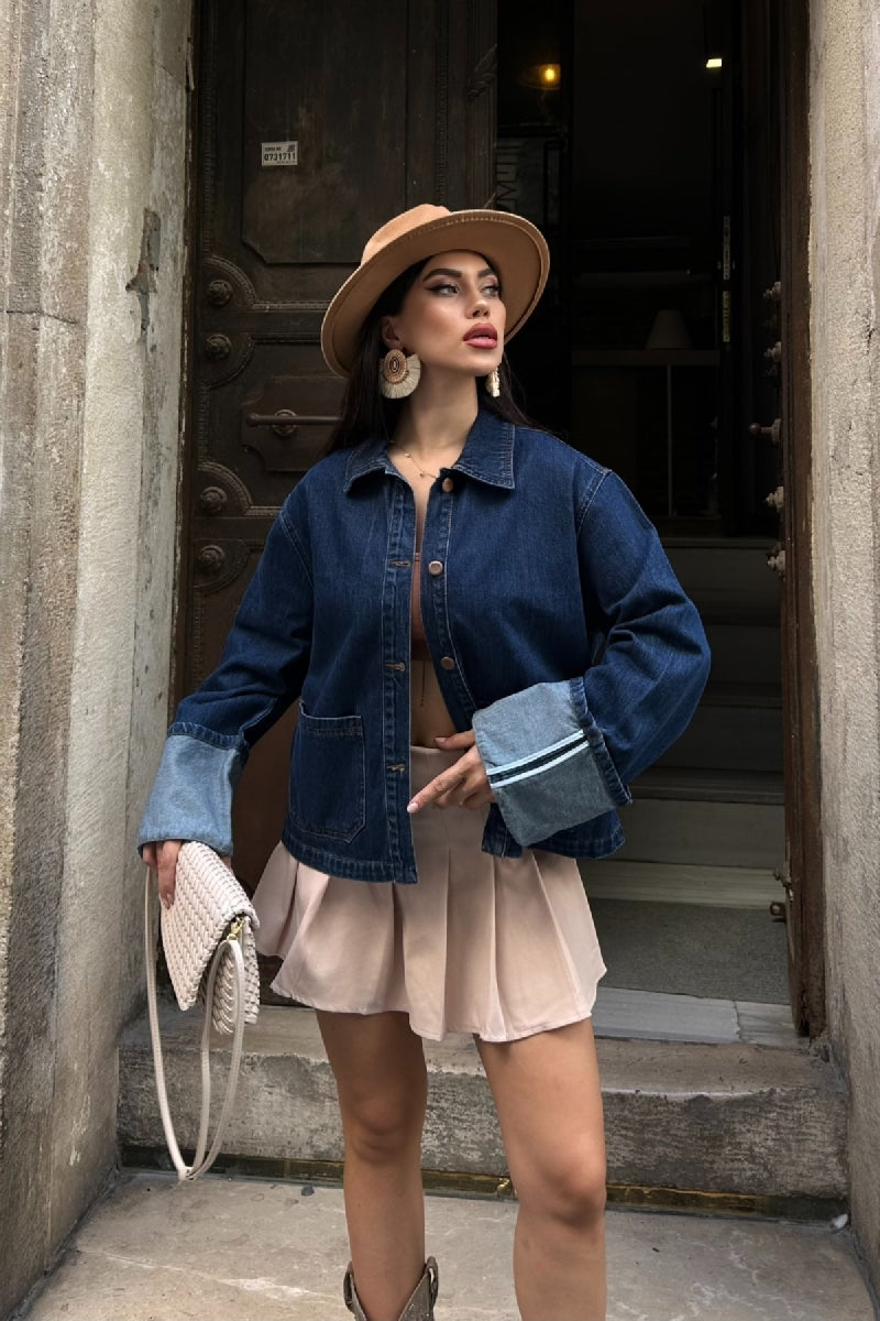 XLJ Denim Jacket with Folded Sleeves - Fair Lawn