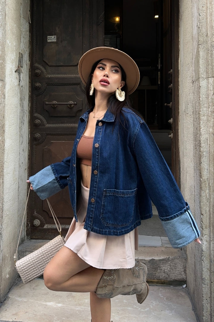 XLJ Denim Jacket with Folded Sleeves - Fair Lawn