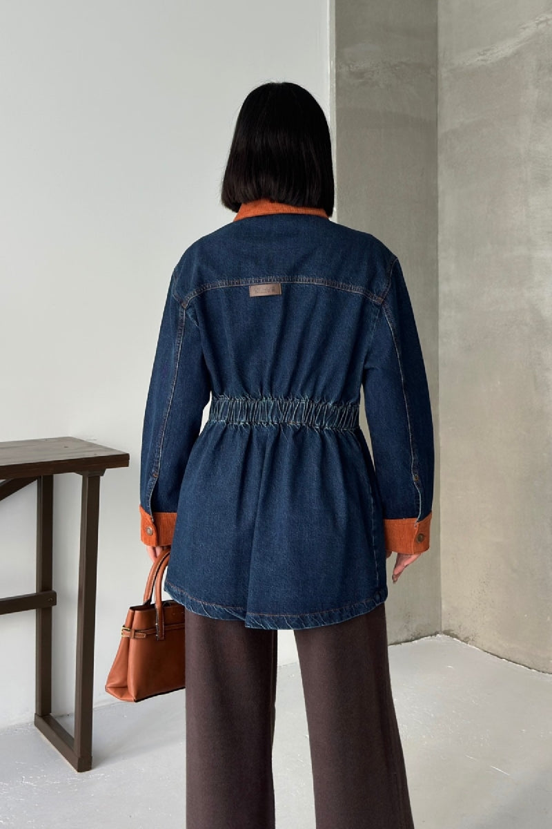 XLJ Velvet Piece Detailed Zippered Denim Jacket - Sioux City