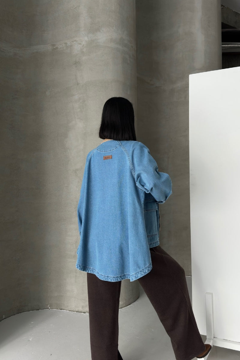 XLJ Velvet Collar Long Back Denim Jacket - Bundaberg