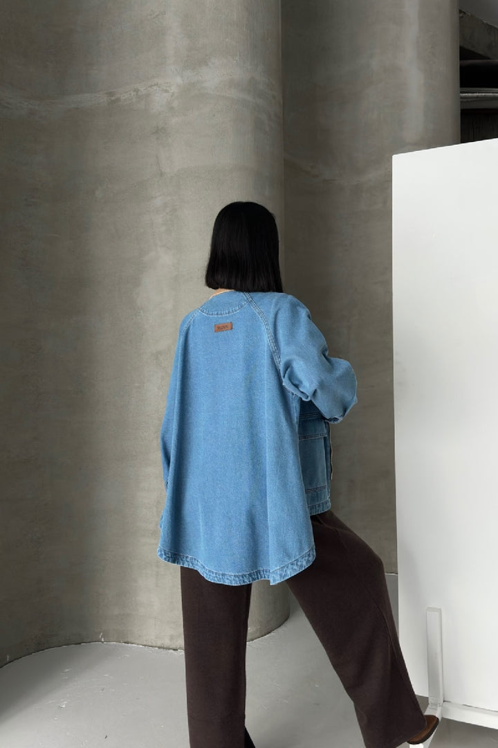 XLJ Velvet Collar Long Back Denim Jacket - Bundaberg