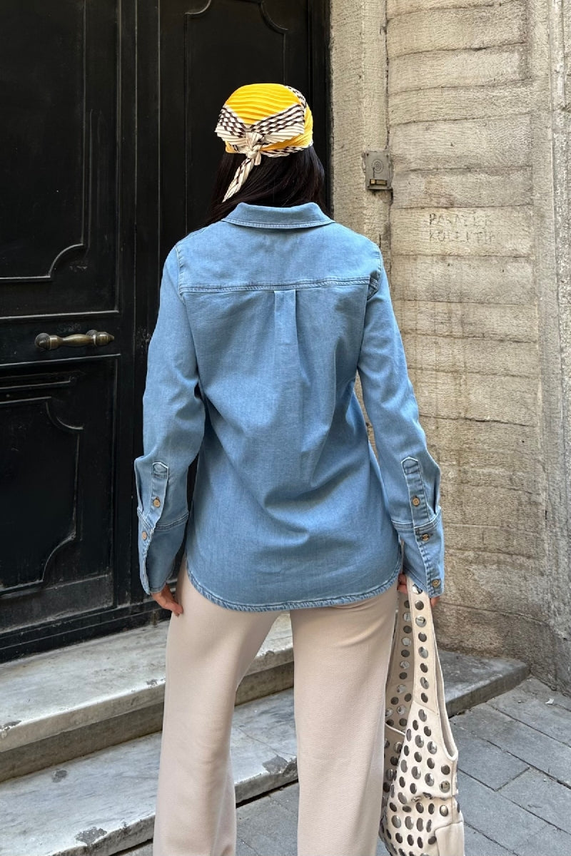 XLJ Denim Shirt with Sleeve Detail - Irvine