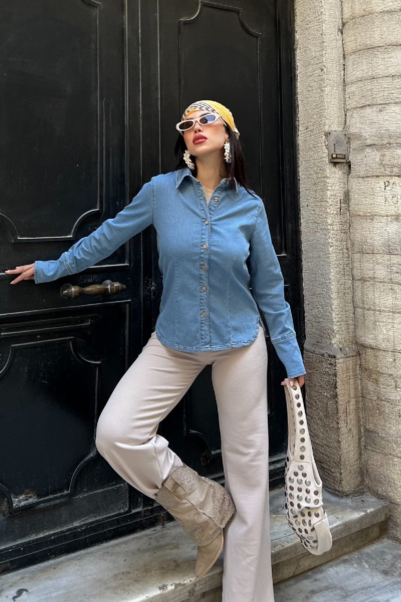XLJ Denim Shirt with Sleeve Detail - Irvine
