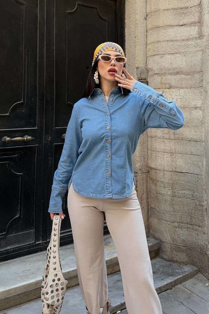XLJ Denim Shirt with Sleeve Detail - Irvine