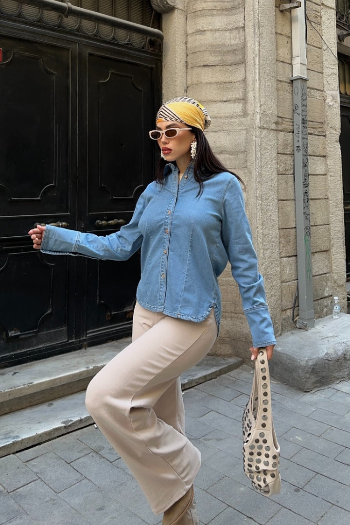 XLJ Denim Shirt with Sleeve Detail - Irvine