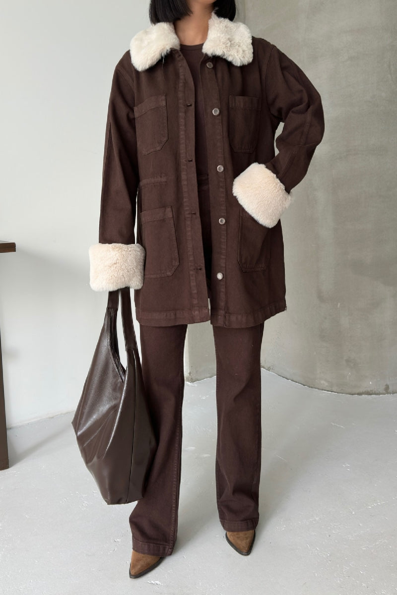 XLJ Medium Denim Jacket with Fur Details - Henderson