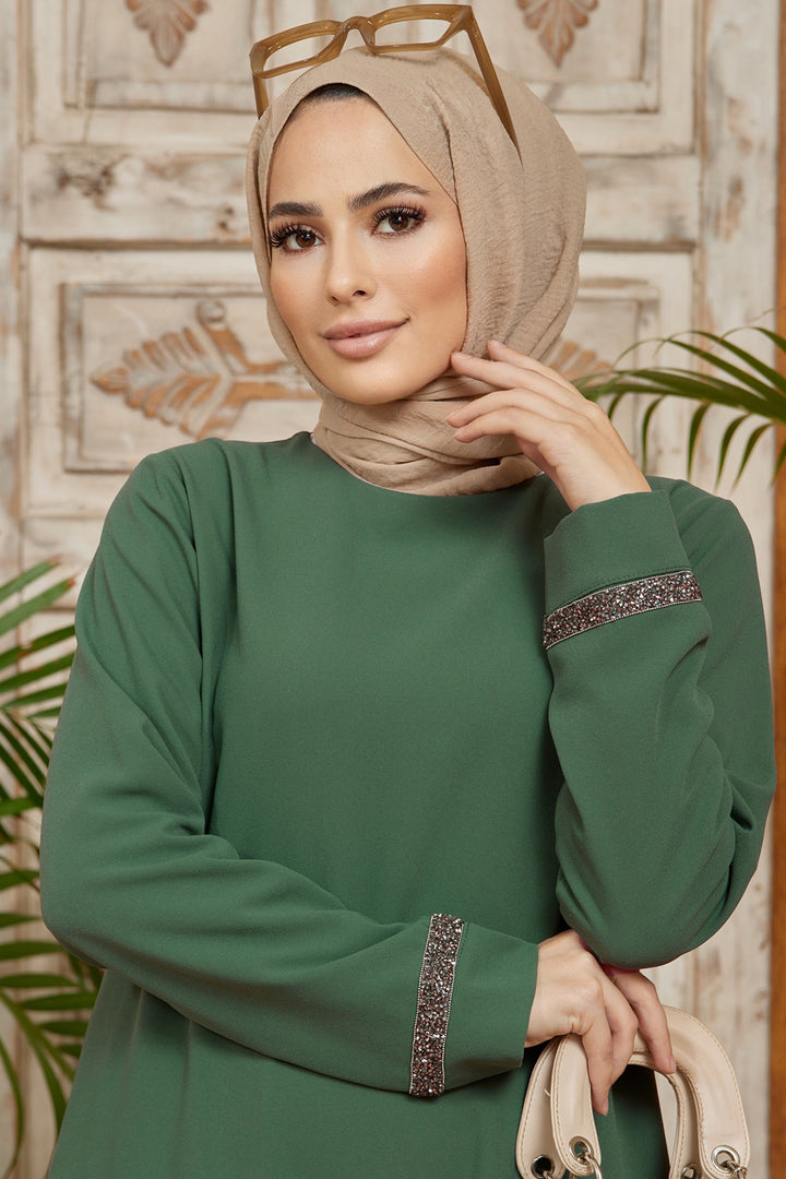 طقم بنطلون تونيك نسائي مزين بالأحجار من ZRF - زمرد - نافابولاتسك