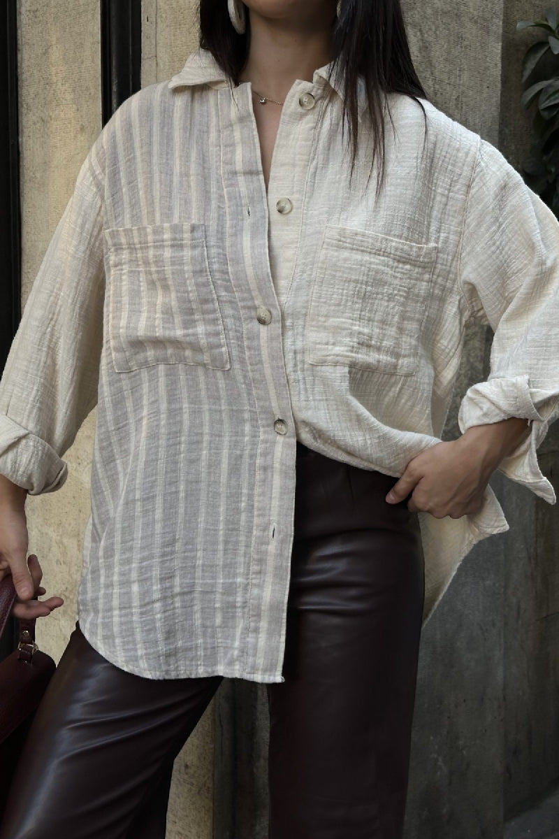 XLJ Oversized Shirt with Striped Pattern - St. Cloud
