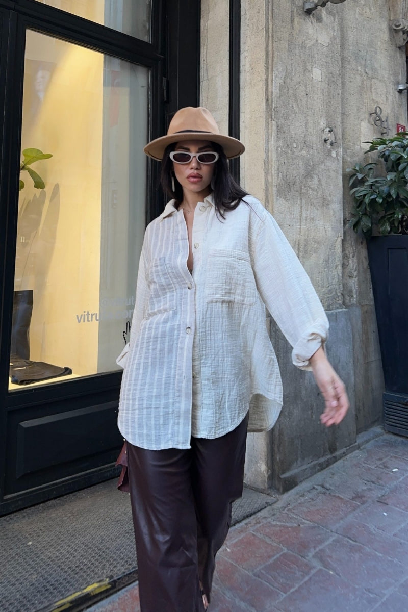 XLJ Oversized Shirt with Striped Pattern - St. Cloud