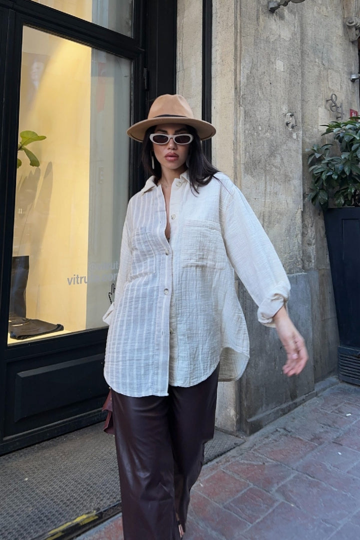 XLJ Oversized Shirt with Striped Pattern - St. Cloud