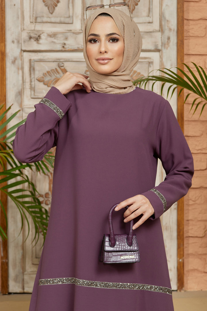 ZRF طقم تونيك نسائي مزين بالأحجار - أرجواني - ميرهورود