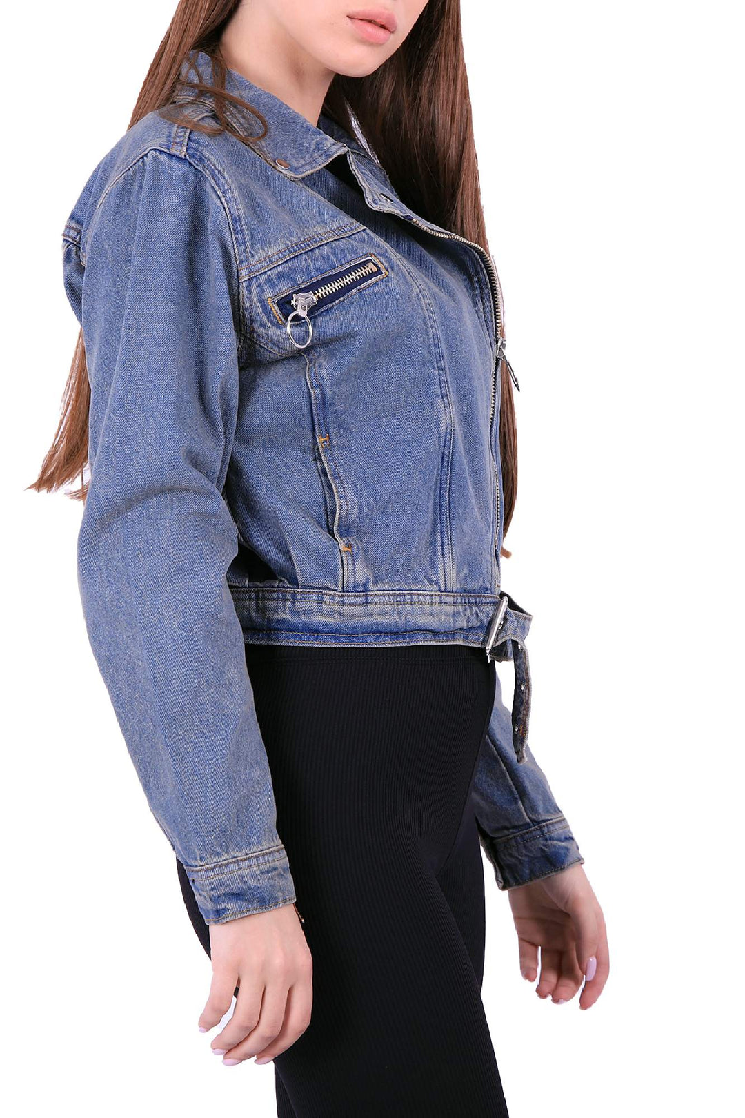 XLJ Short Jacket With Zipper and Self Belt on Waist Mixed - San Antonio Enchisi