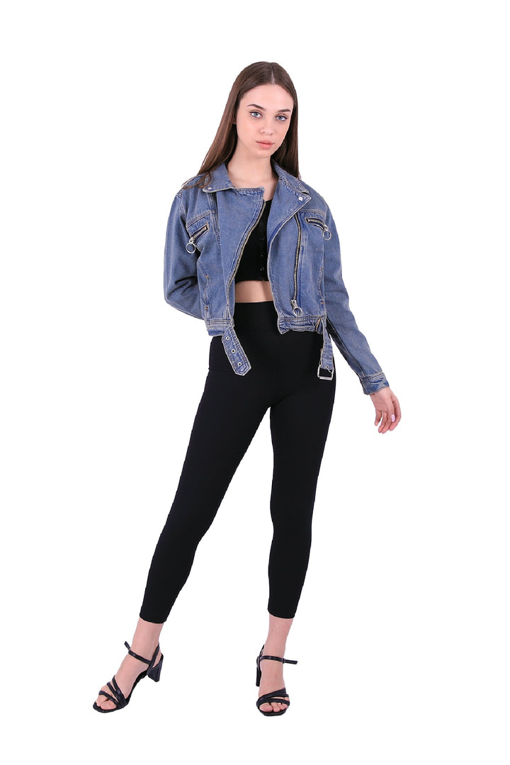 XLJ Short Jacket With Zipper and Self Belt on Waist Mixed - San Antonio Enchisi