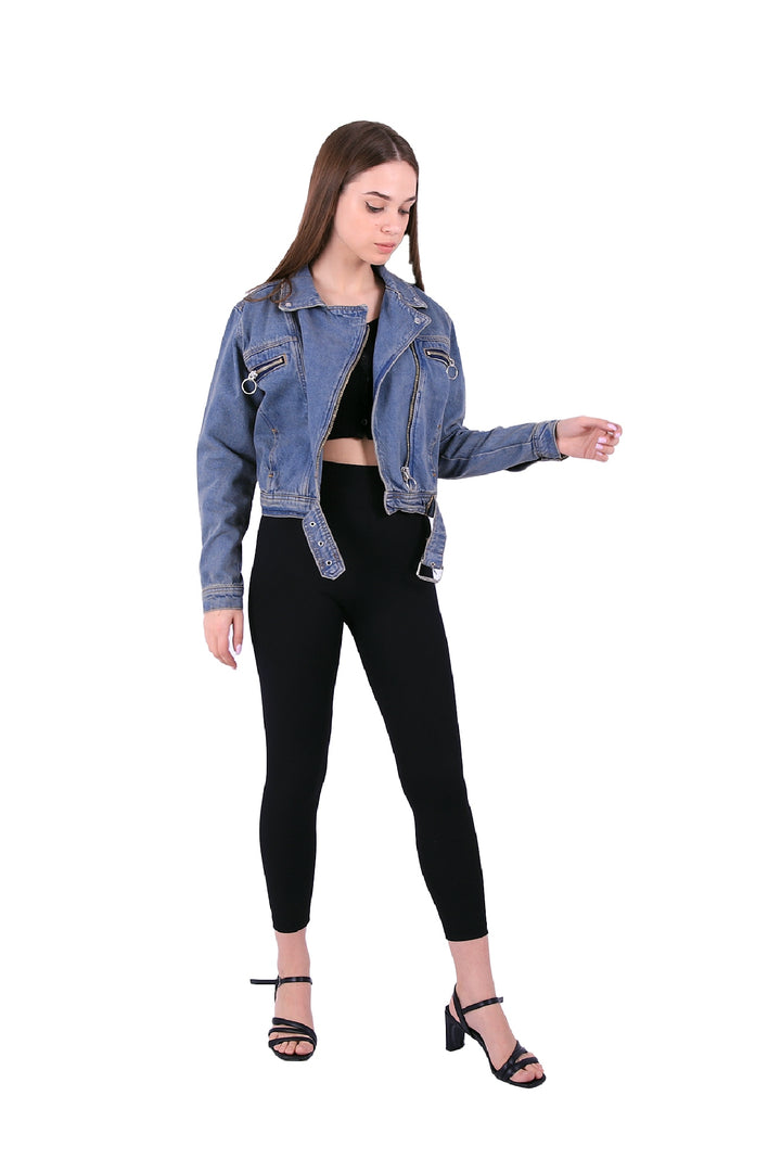 XLJ Short Jacket With Zipper and Self Belt on Waist Mixed - San Antonio Enchisi