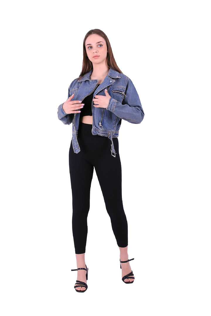XLJ Short Jacket With Zipper and Self Belt on Waist Mixed - San Antonio Enchisi