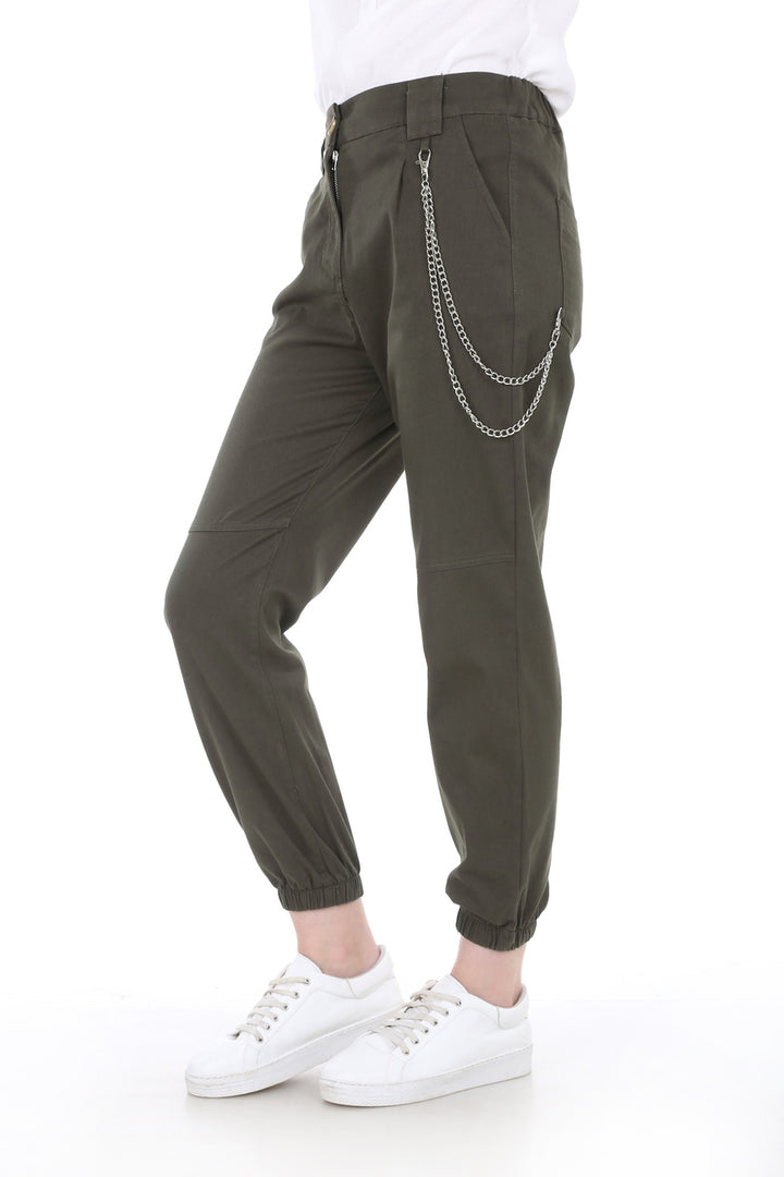 BGD Women CARGO PANTS WITH CHAIN ACCESSORY - Khaki - Glenview