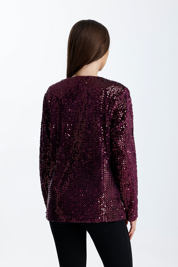 SNS Sequin Embroidered Evening Jacket on Burgundy Velvet Lined Seasonal Velvet. - Kaiserslautern