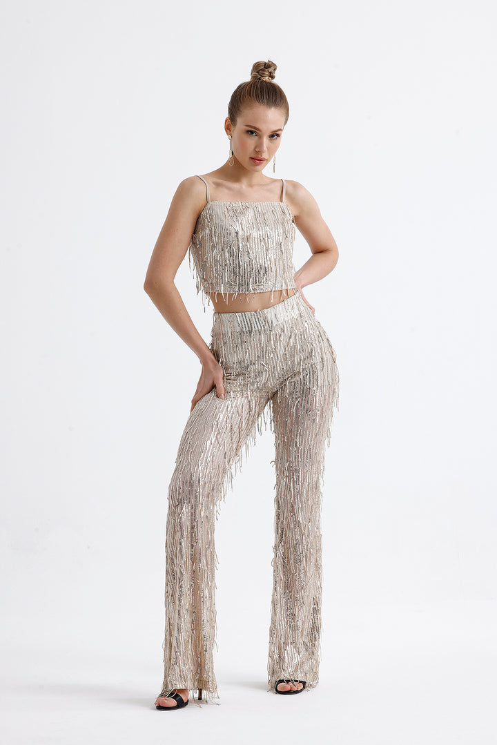 SNS Sense Plus Size High Waisted Elastic Waist Sequin Dress Pants - Royal Tunbridge Wells