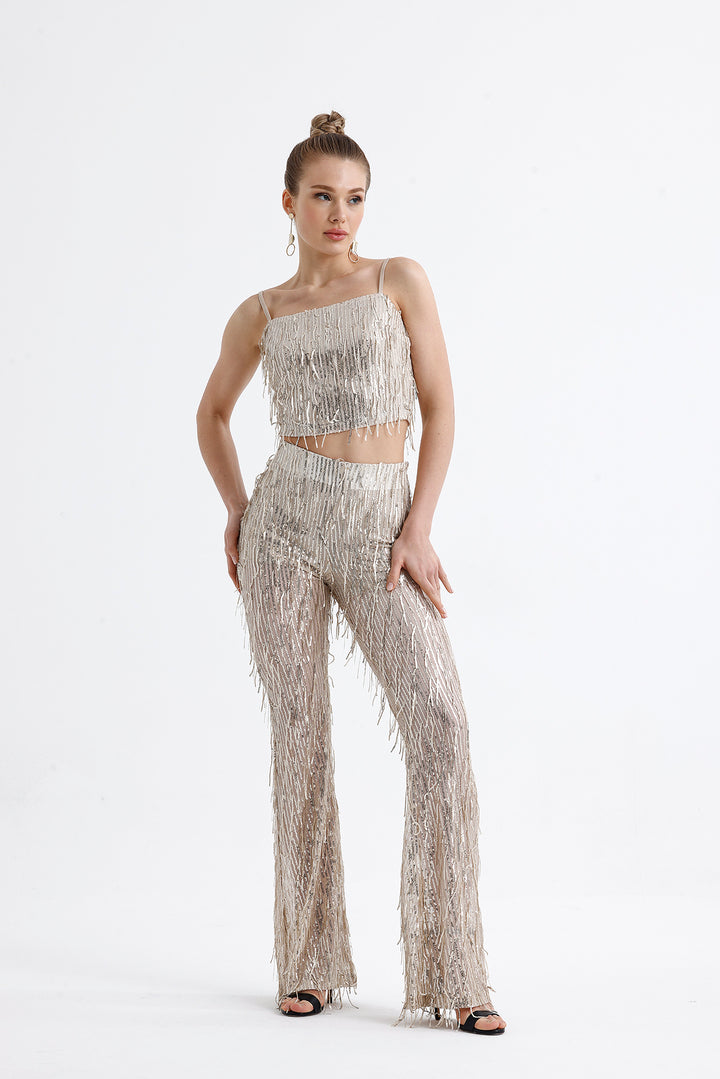 SNS Sense Plus Size High Waisted Elastic Waist Sequin Dress Pants - Royal Tunbridge Wells