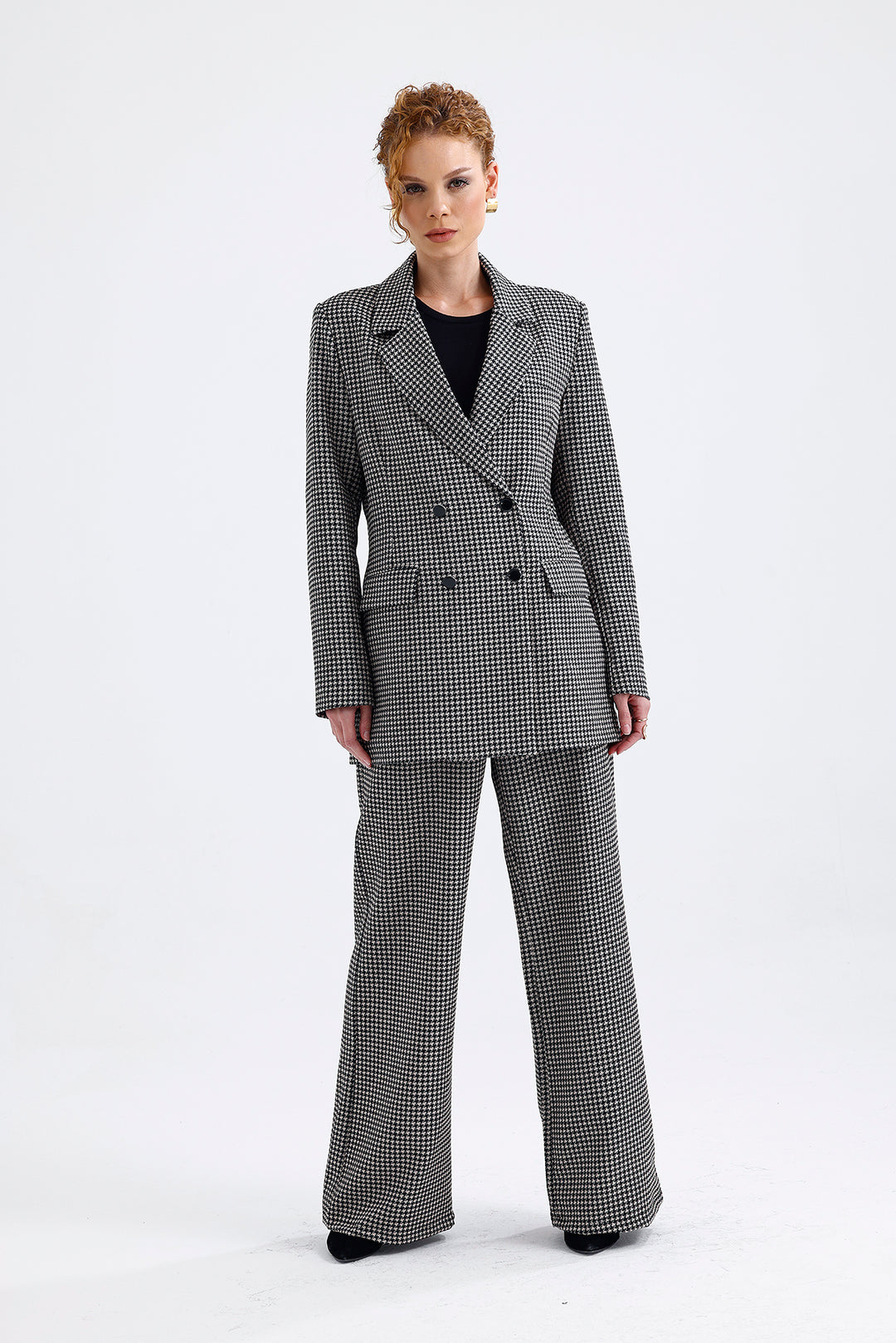 SNS Sense Kaz Ayağı Patterned Lined Patterned Suit Jacket and Trousers - Zongolica