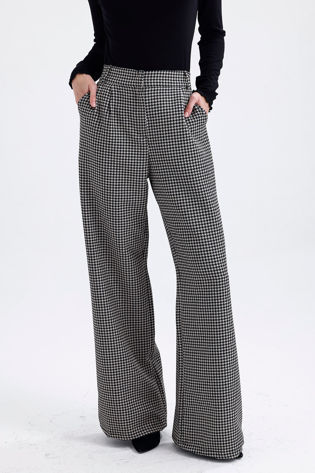 SNS Sense Kaz Ayağı Desenli Astarlı Desenli Takım Elbise Ceket Ve Pantolon  - Amora