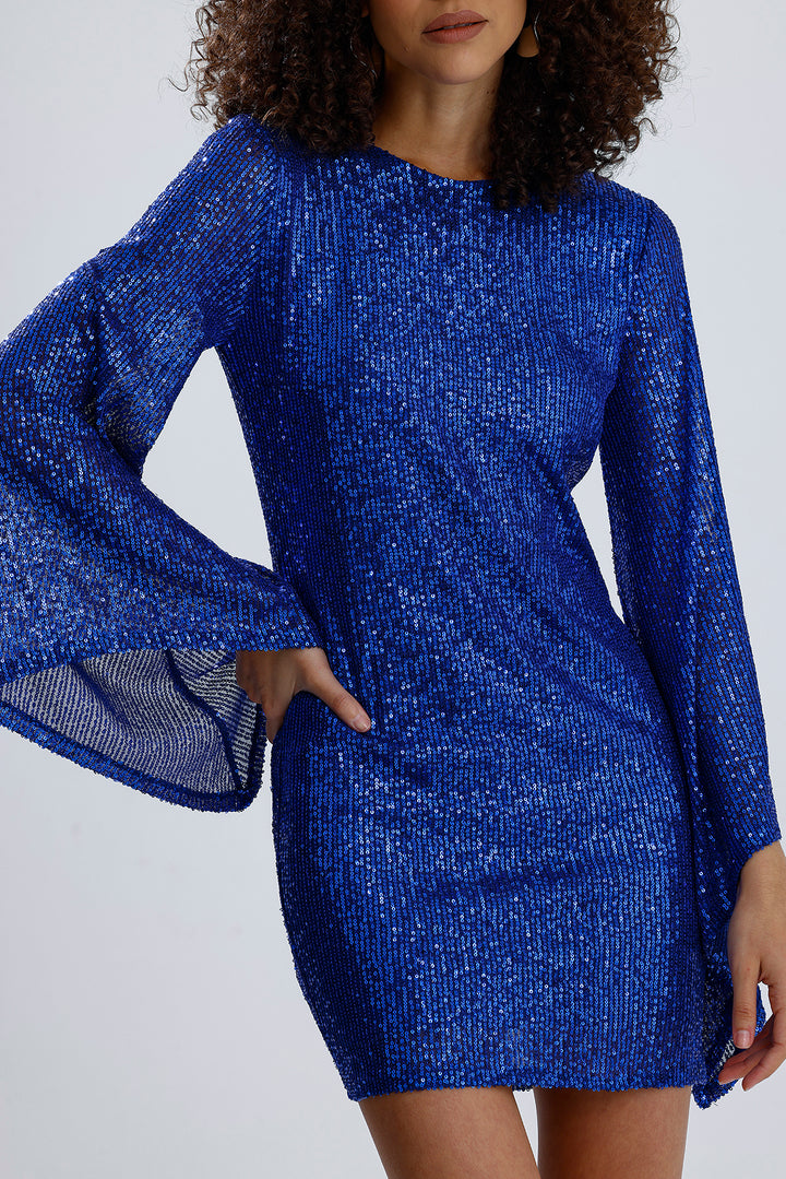 SNS Sense Saks Lined Ruffle Detailed Sequin Dress - Bloomfield