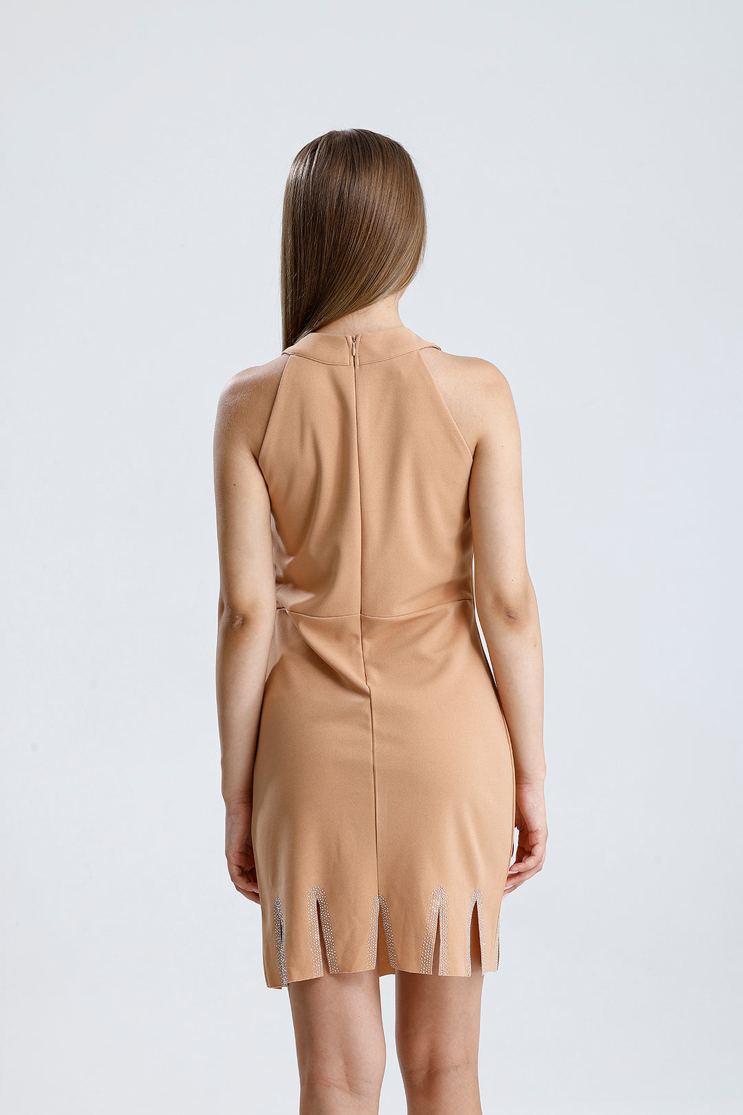 SNS Sense Biscuit Lined Cut Detailed Stone-Embroidered Mini Dress - Sparkling Minimalism - Merritt Island